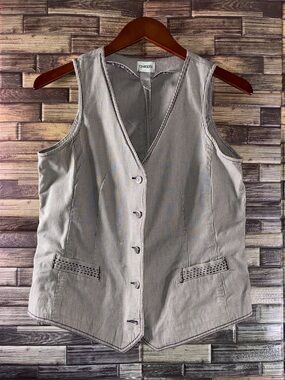 Vintage Women’s Chico’s Black & White Stripped Vest Small